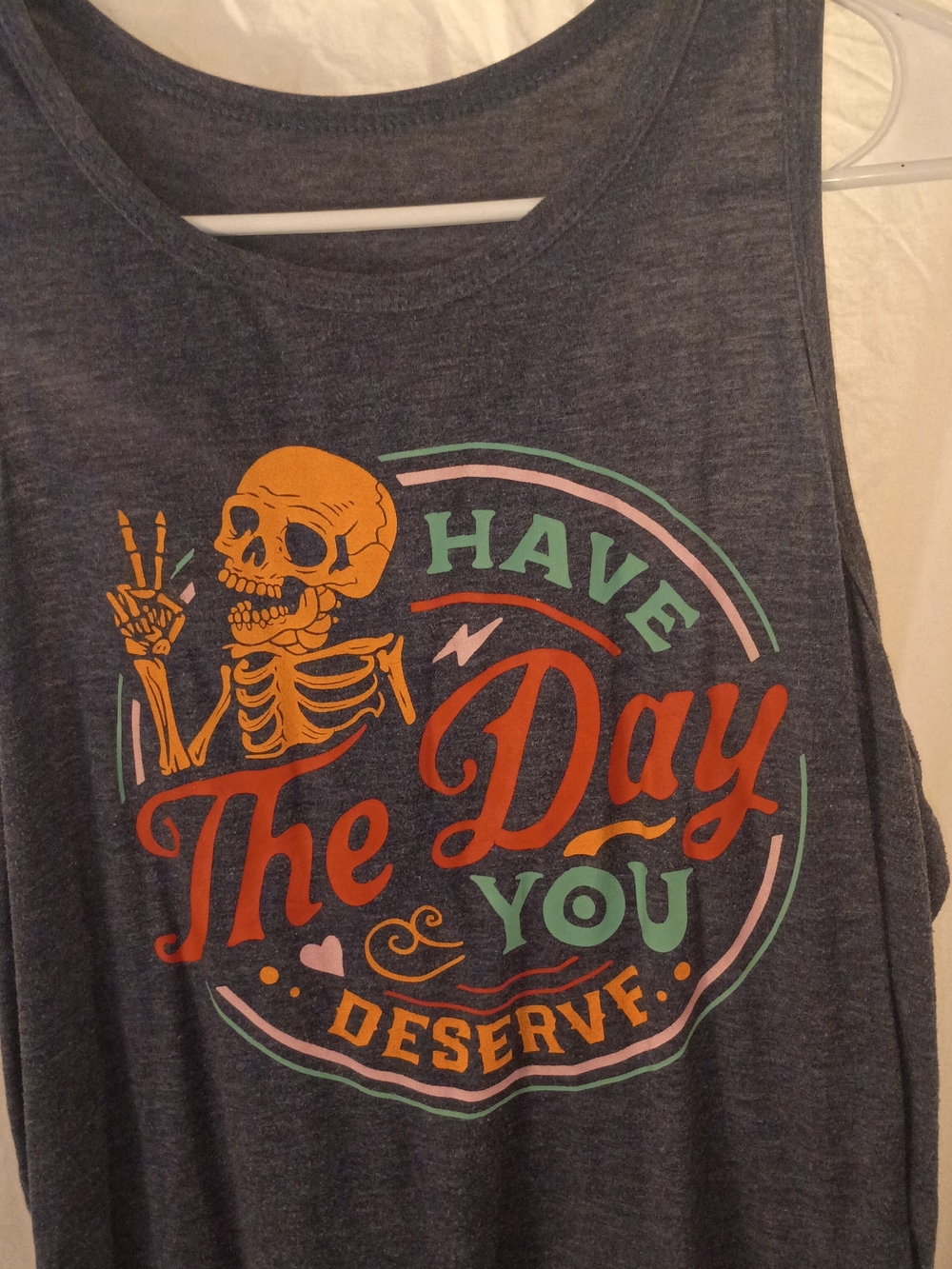 Have The Day You Deserve Graphic Tank Top - Dark Blue Heather - Picture 2 of 3